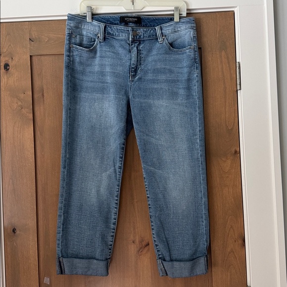 Liverpool Jeans Womens 12/31 Charlie Crop Wide Rolled Cuff Stretch Champlain - Picture 1 of 14